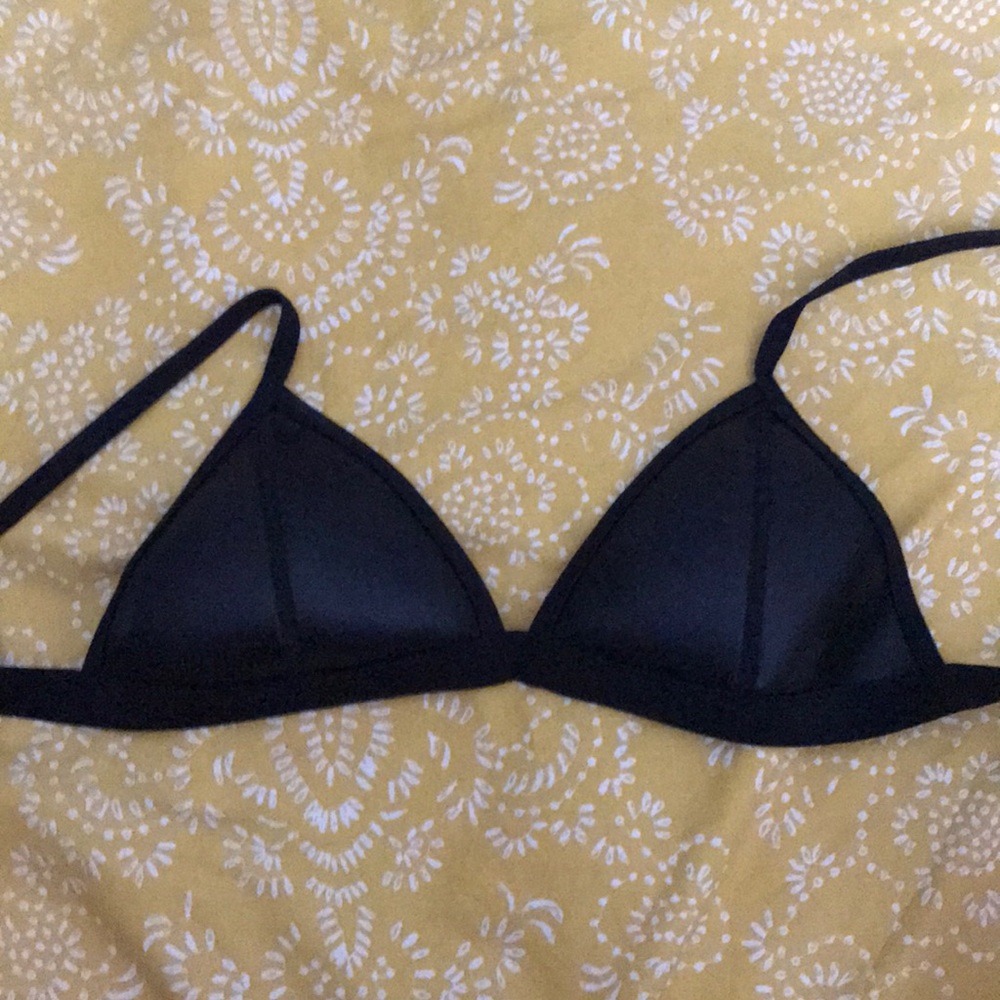 Black leather triangl bikini top